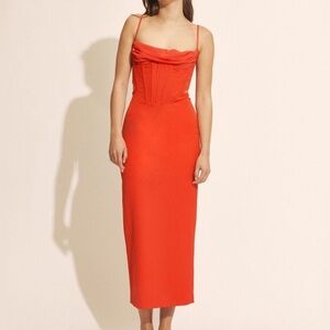 Bardot Martini Midi Dress In Fire Red Size Large